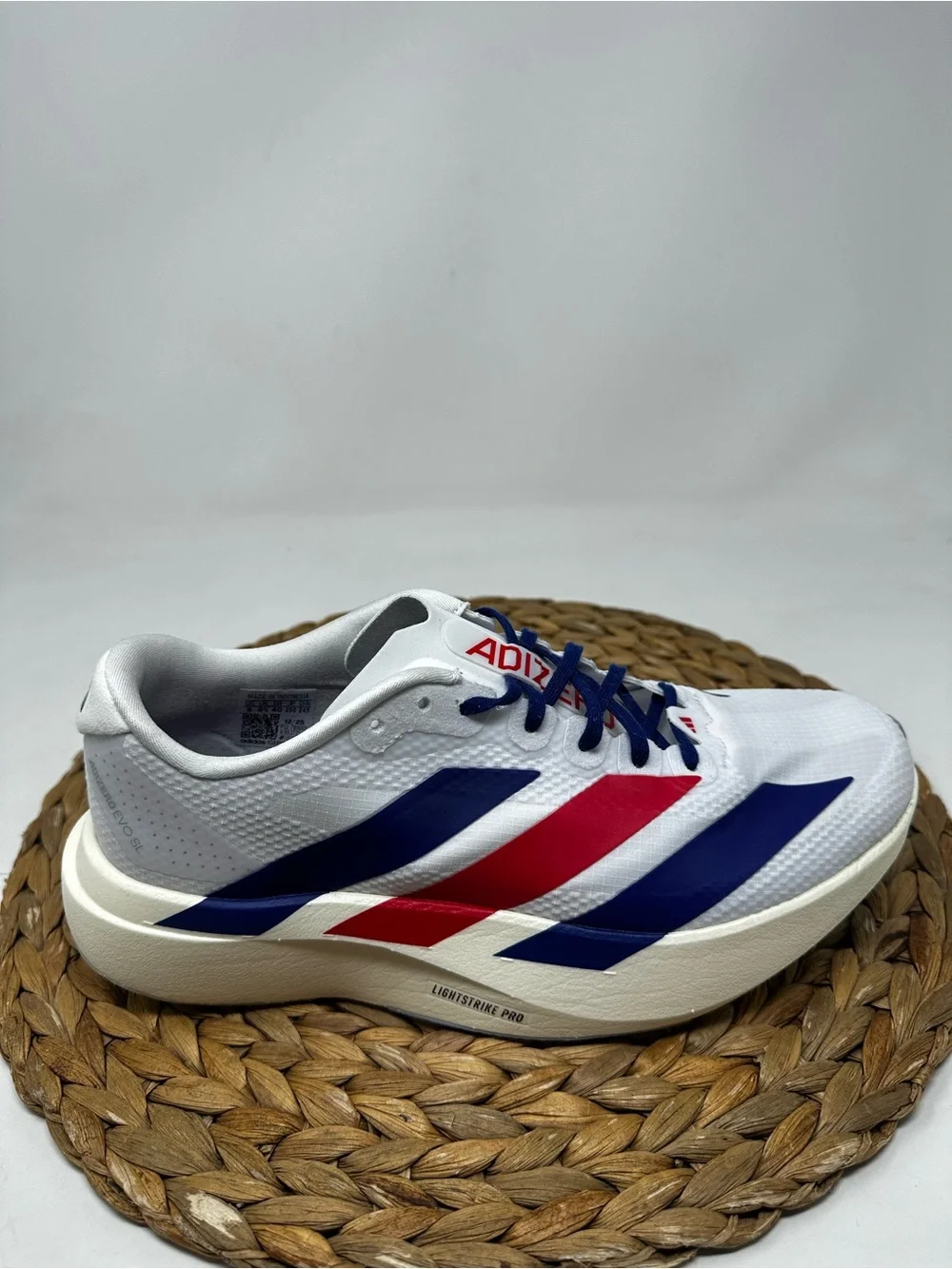 ADIDAS Adizero Evo SL Sneakers White Red Blue Size 8 Women's